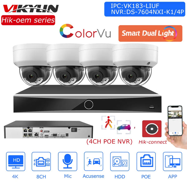 OEM Hikvision 4K CCTV Kit 4CH POE NVR DS-7604NXI-K1/4P 8MP IP Camera B ...