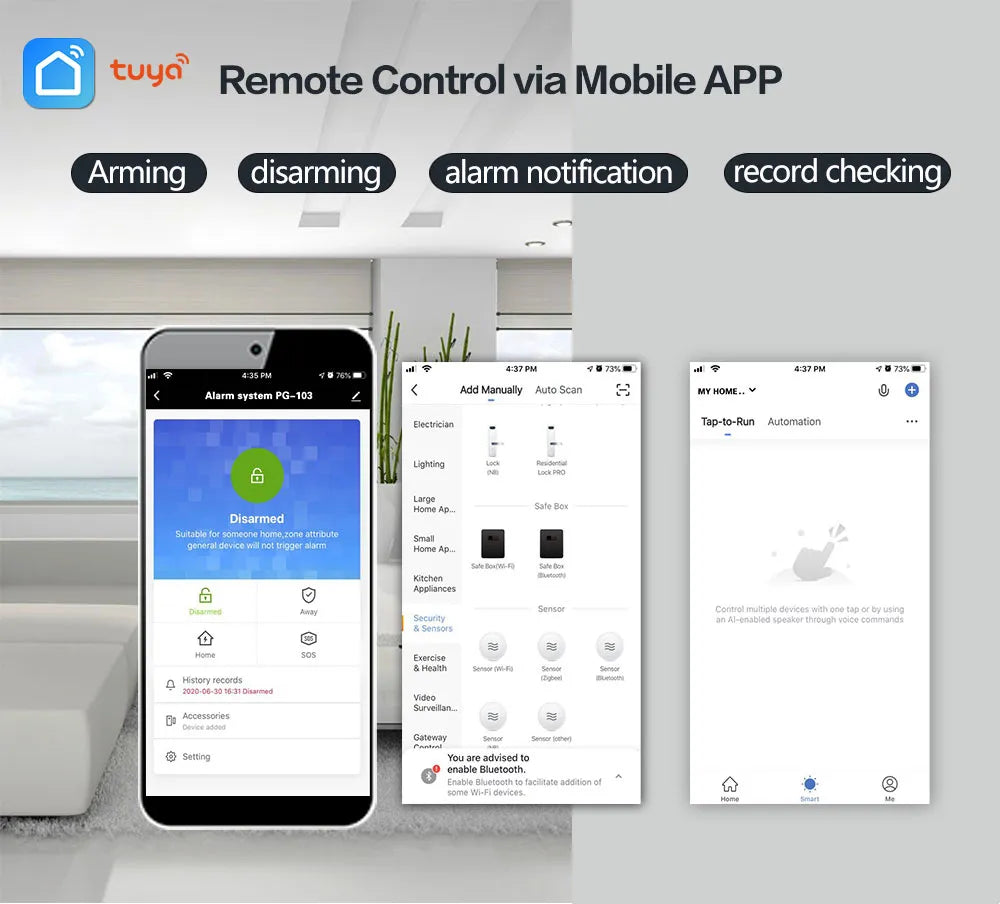 Gautone Funk/Wifi Alarmanlage GSM/APP, Tuya Smart Home, RFID, 230V