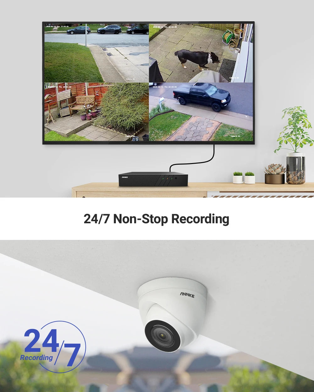 ANNKE 5MP H.265+ Super HD PoE IP Network Video Security System 4pcs Waterproof Outdoor POE IP Cameras White Dome PoE Camera Kit