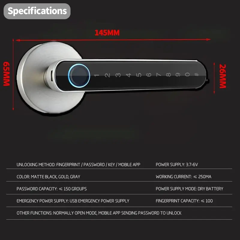 <span>Smart-Fingerprint Türschloss Griff für </span><span>Haus oder Wohnung, mit Schlüsselkarte, digitale Türschloss Tastatur Keyless Entry elektronische schloss</span>