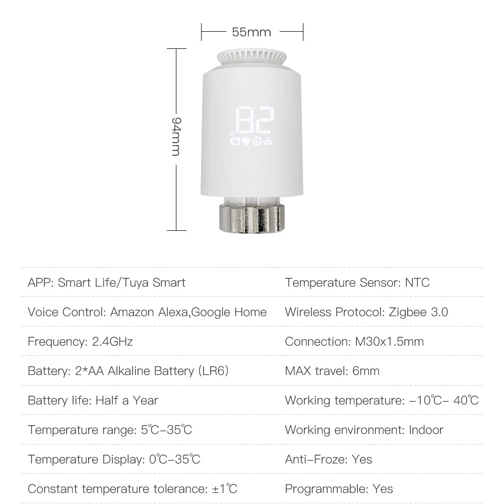 Wifi smart Raumthermostat, Stellantrieb, Heizungstemperaturregler,&nbsp; Alexa Google, Tuya, ZigBee