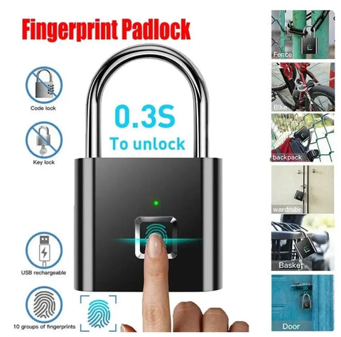 Fingerprint smart lock Hängeschloss, Wasserdicht, Anti-Diebstahl, USB Ladung