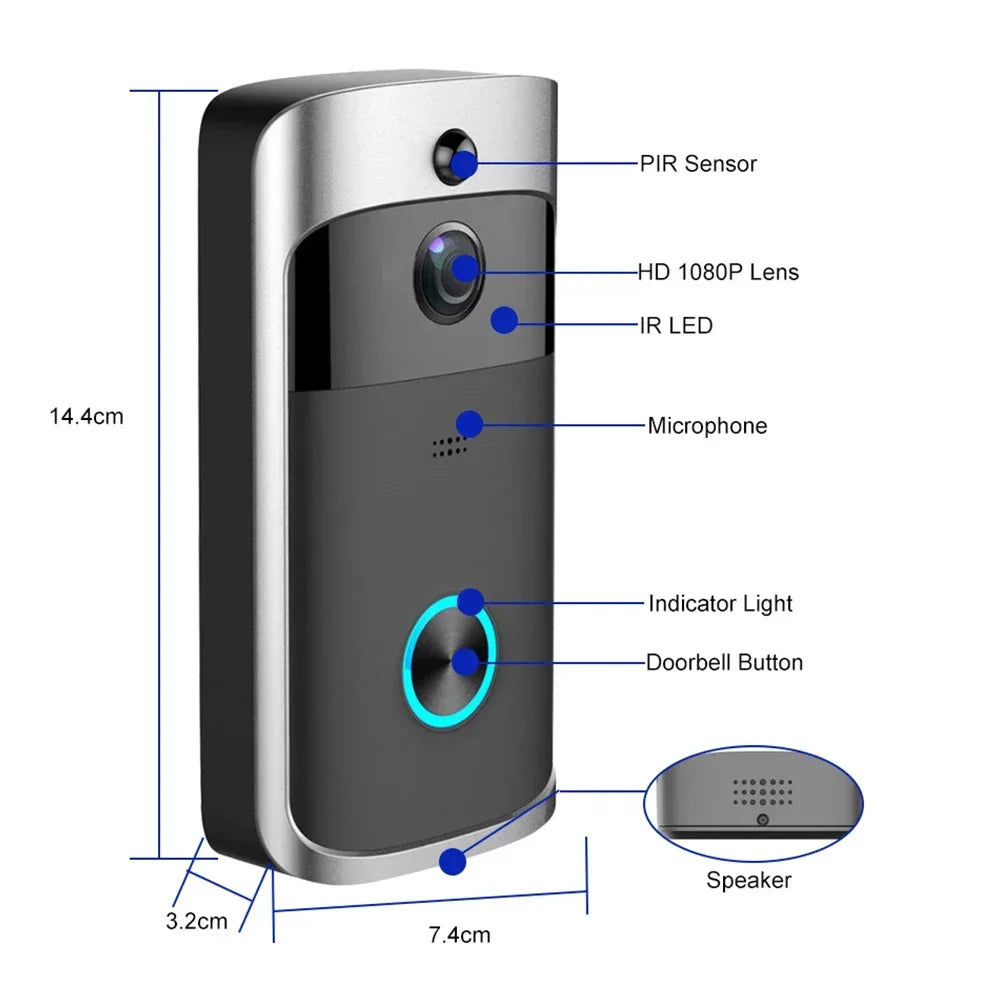 720p HD Smart Home Wireless Wifi Türklingel Kamera Sicherheit Video Gegensprechanlage IR Nachtsicht AC batteriebetriebene Haus Türklingel neu