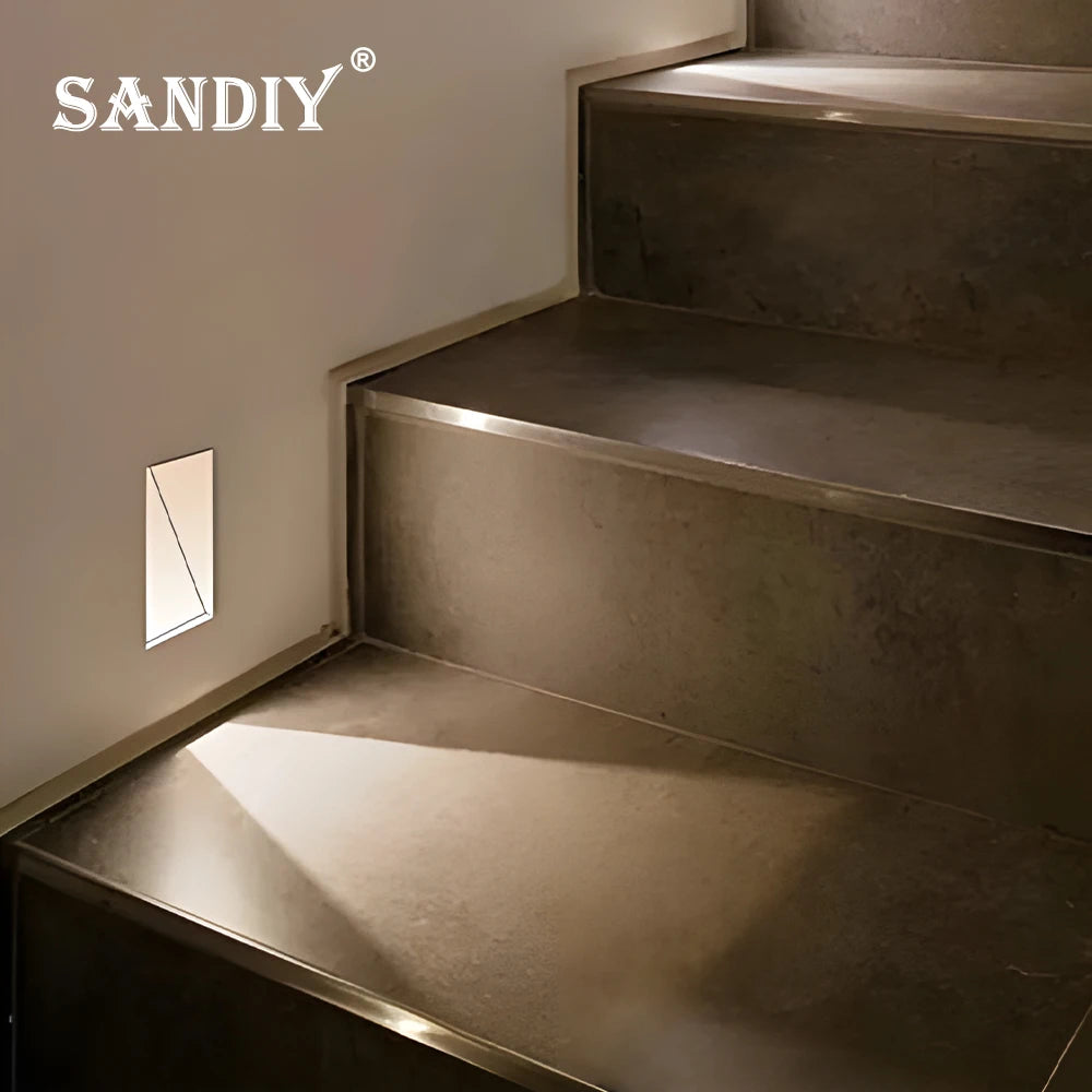 SANDIY Sensor Wall Sconce Lamp Recessed Step Lights Motion Detect Frameless Stair Lighting for Home Decor Hall Foyer Balcony 3W