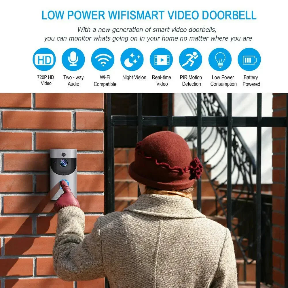 720p HD Smart Home Wireless Wifi Türklingel Kamera Sicherheit Video Gegensprechanlage IR Nachtsicht AC batteriebetriebene Haus Türklingel neu