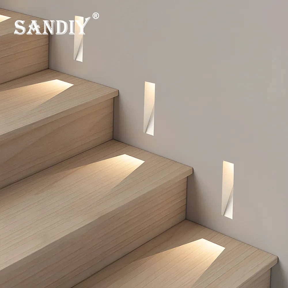 SANDIY Sensor Wall Sconce Lamp Recessed Step Lights Motion Detect Frameless Stair Lighting for Home Decor Hall Foyer Balcony 3W