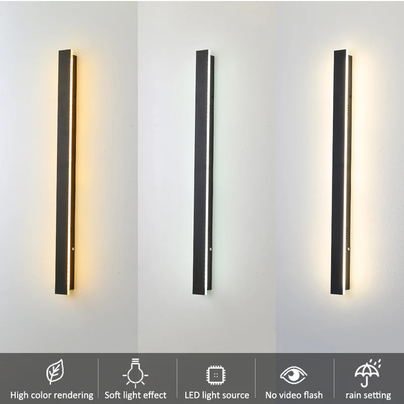 Porch light Outdoor Wall Lighting Long Strip Waterproof IP65 220V Modern Warm White Nautral Cold Light Garden lighting 110V