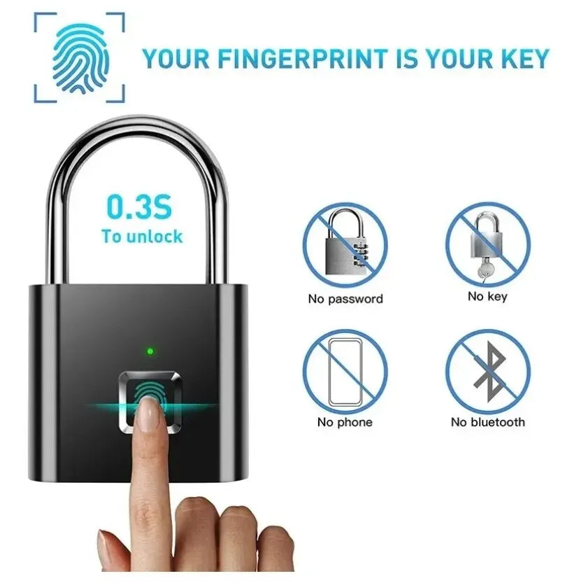 Fingerprint smart lock Hängeschloss, Wasserdicht, Anti-Diebstahl, USB Ladung