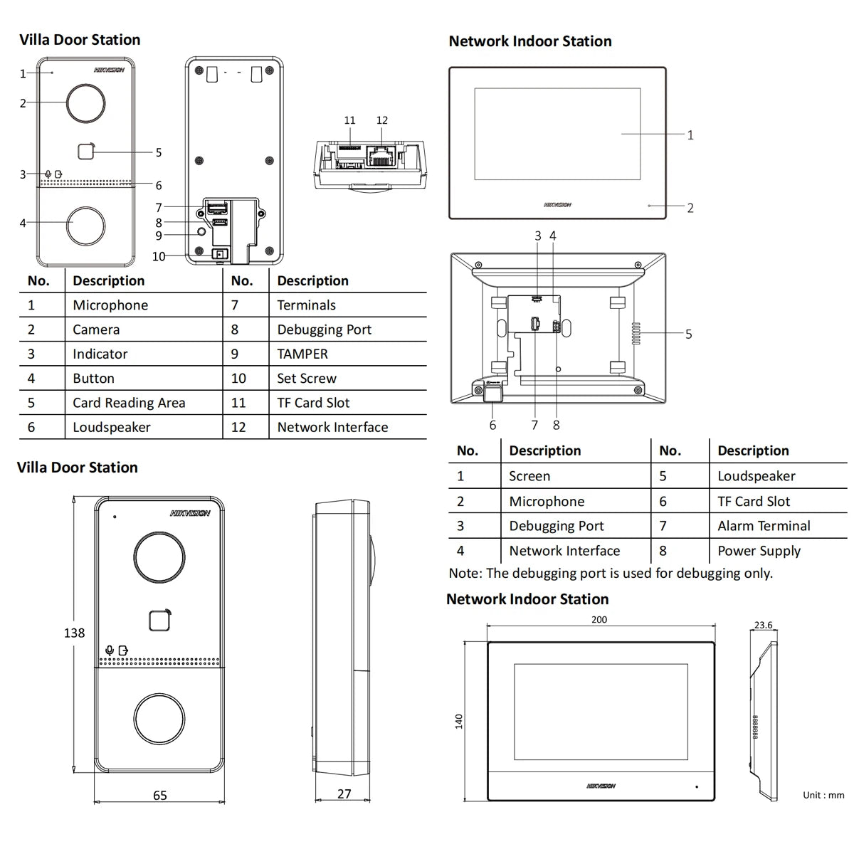 Hikvision DS-KIS603-P (C) Video Intercom Kit DS-KV6113-WPE1 (C) DS-KH6320-WTE1 Standard POE Doorbell Door Station WIFI Monitor