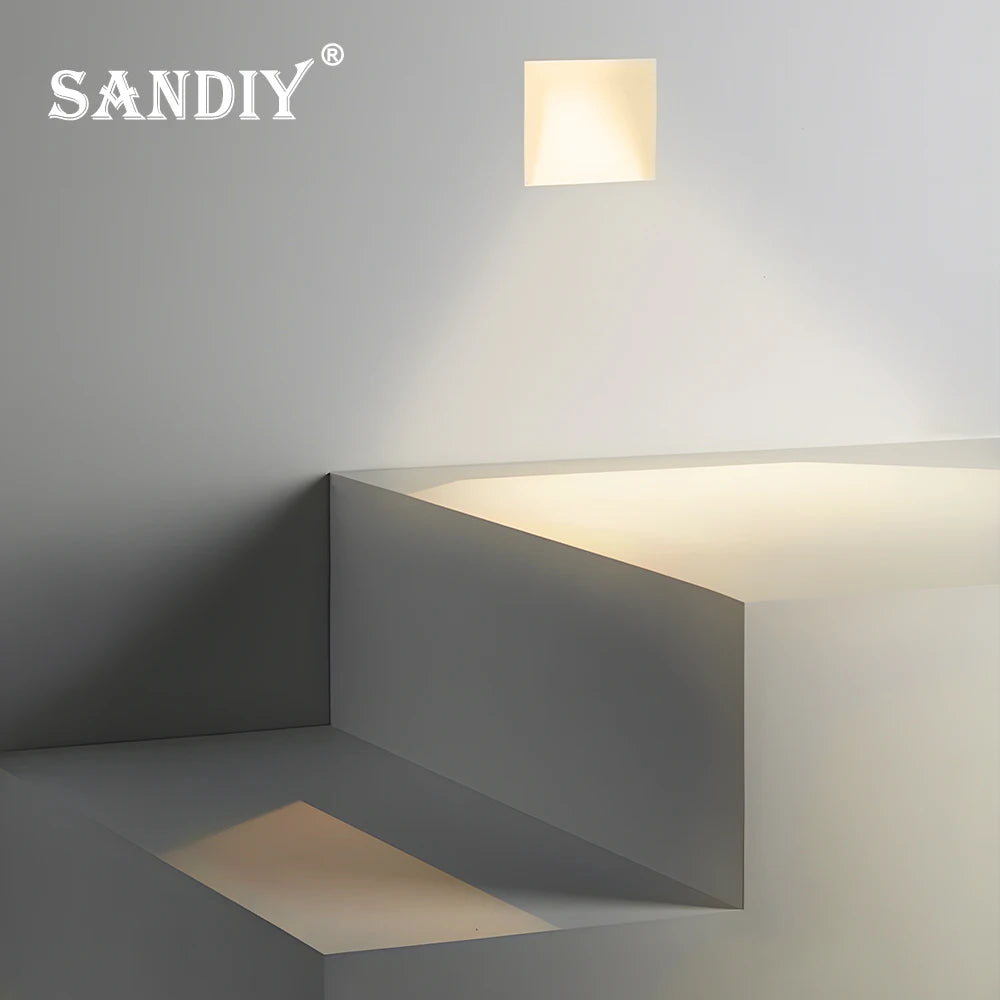 SANDIY Sensor Wall Sconce Lamp Recessed Step Lights Motion Detect Frameless Stair Lighting for Home Decor Hall Foyer Balcony 3W